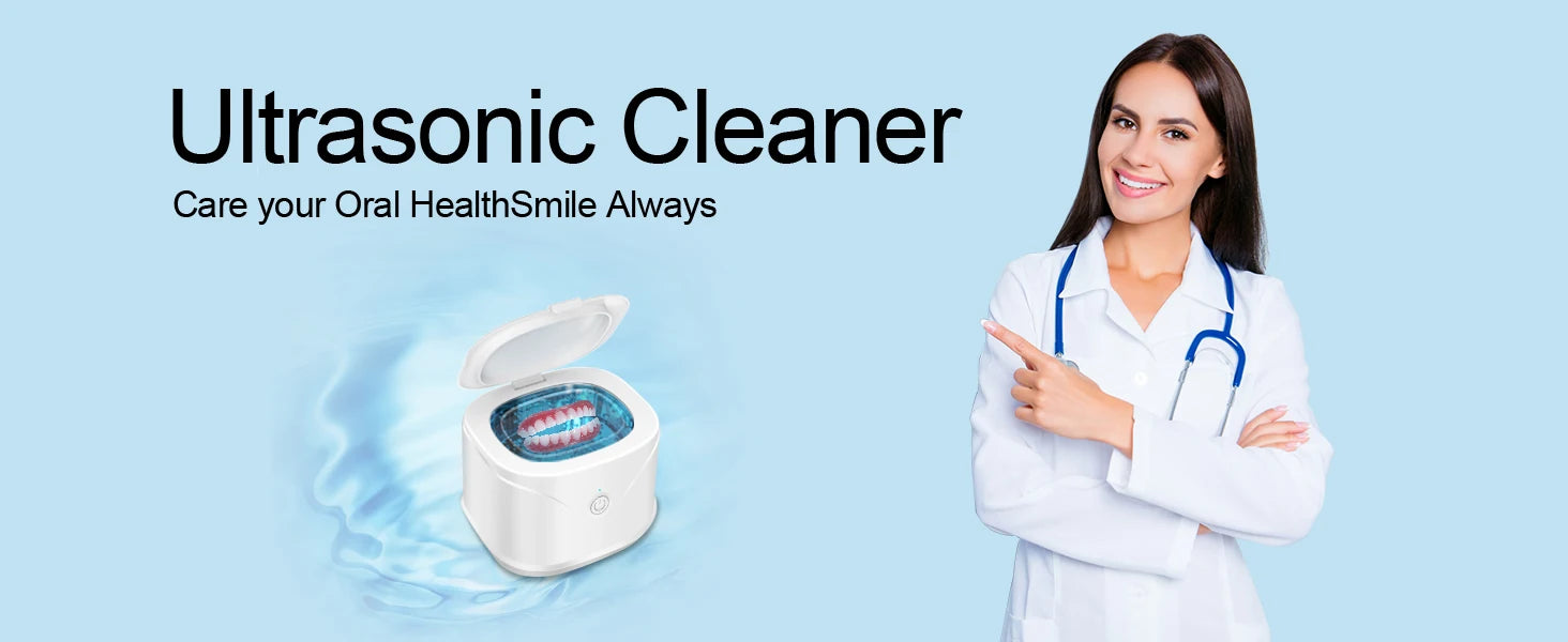 KUNPHY 46kHz Ultrasonic Cleaner Mini Portable Washing Machine Timer Ultrasound Bath Sonic Cleaning Devices for Dentures Aligner
