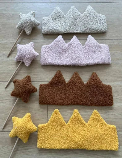 Baby Teddy Velvet Balloon Crown Hat Headwear Star Fairy Stick Happy Birthday Party Decoration Newborn Photography Accessories