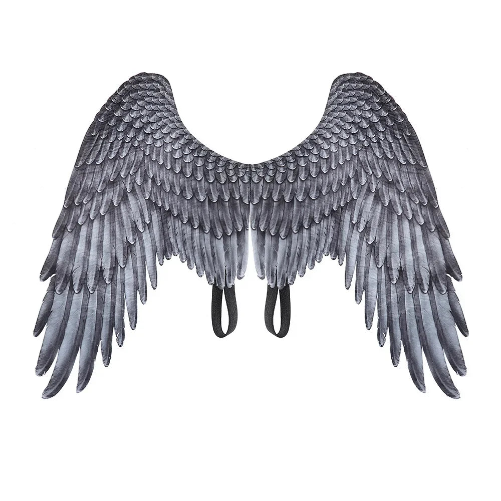 Halloween 3D Angel Wings Costume With Elastic Straps Halloween Party Mardi Gras Feather Wing Adult Kids Evil Cosplay Accessories