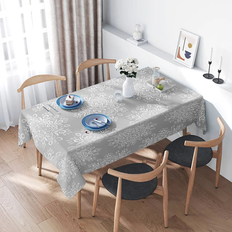 Modern Floral Printed Rectangular Tablecloths for Dining Room Decor Easy Care Polyester Fabric with Multiple Size Options Availa