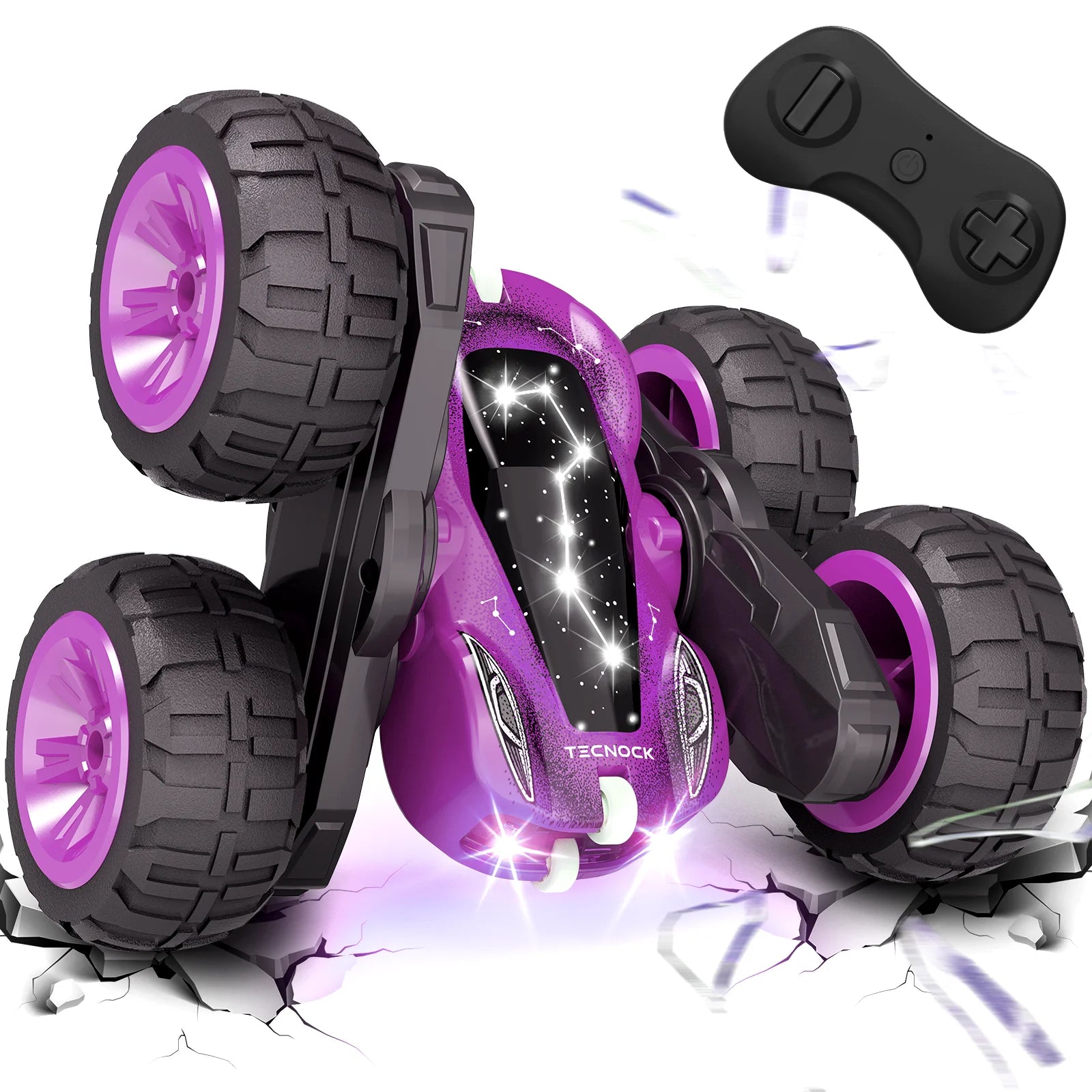 Remote Control Car with Lights, 2.4Ghz RC Car Double Sided 360°Flip RC Stunt Cars,Portable Rechargeable Toy Car for Kids&Adults