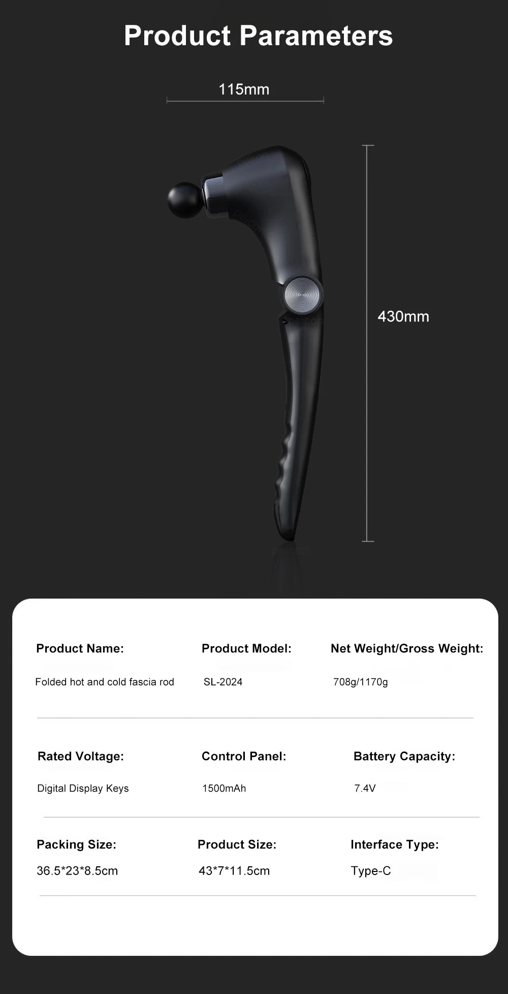 Fascia Massage Gun Shoulder Massager Electric Muscle Massage Machine High Frequency Back Waist Body Massage with Extended Handle