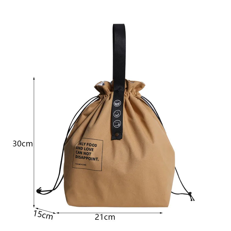 Canvas Lunch Bag Bento Box Handbag Outdoor Portable Picnic Dinner Container School Fresh Keeping Food Storage Tote Accessories