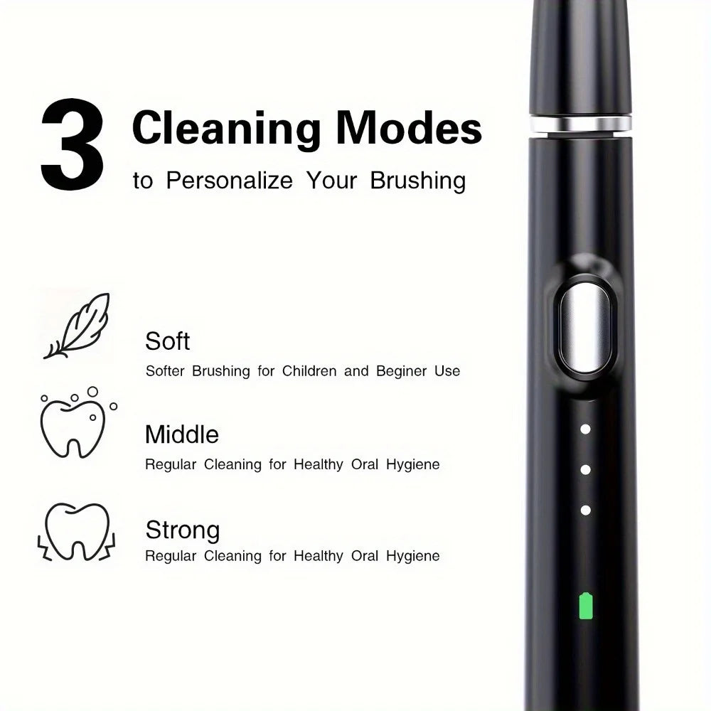 Electric Toothbrush Portable USB Rechargeable Automatic Electric Toothbrush with 6 Replaceable Brush Heads Suitable for Travel