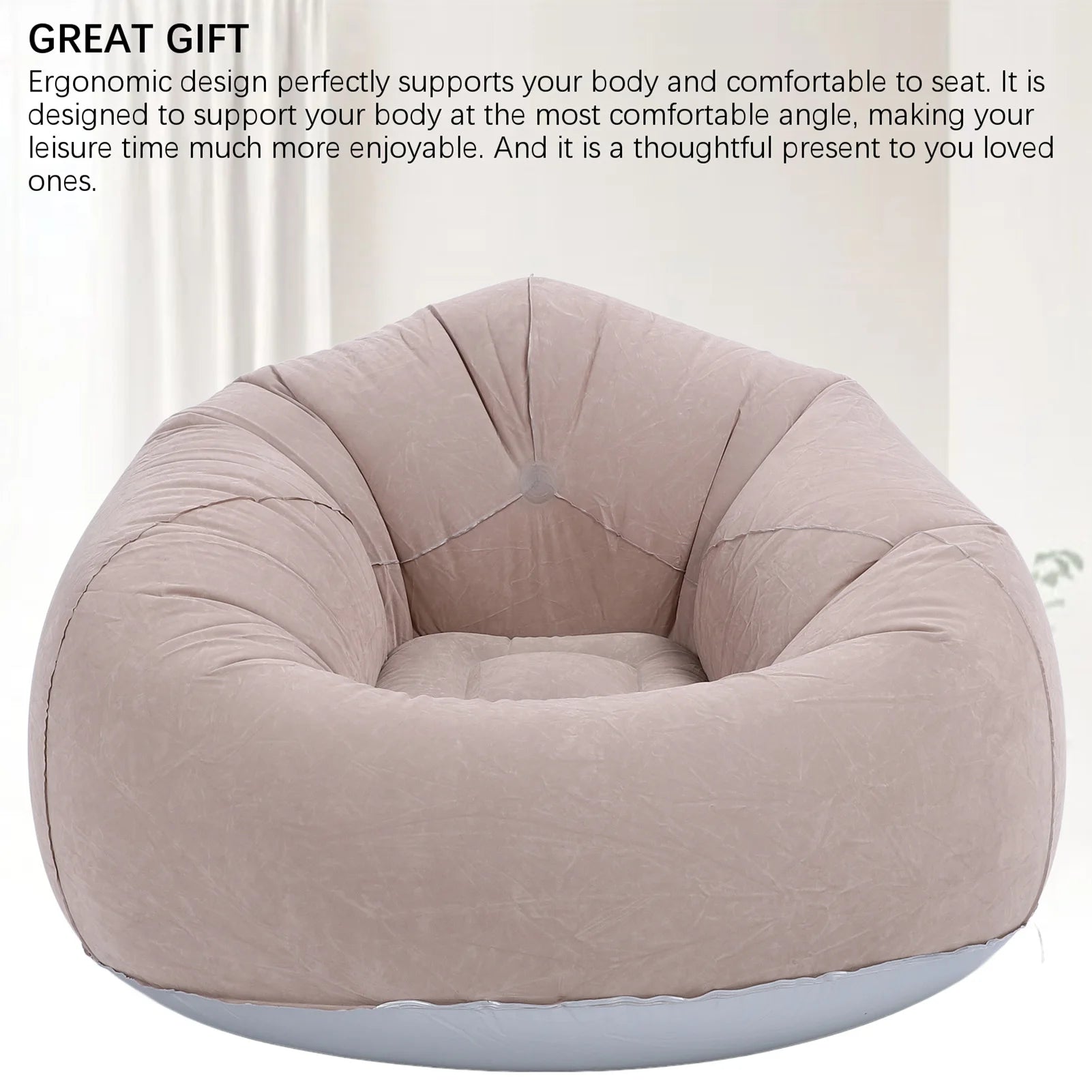 ZK20 Inflatable Lounge Chair Portable Sofa Couch for Living Room Bedroom Balcony Reading Room Gray