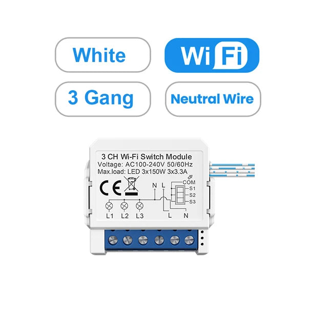 AVATTO Tuya WiFi Zigbee Smart Light Switch Module，Neutral Wire/No Neutral Wire Control DIY Breaker Work For Alexa, Google Home