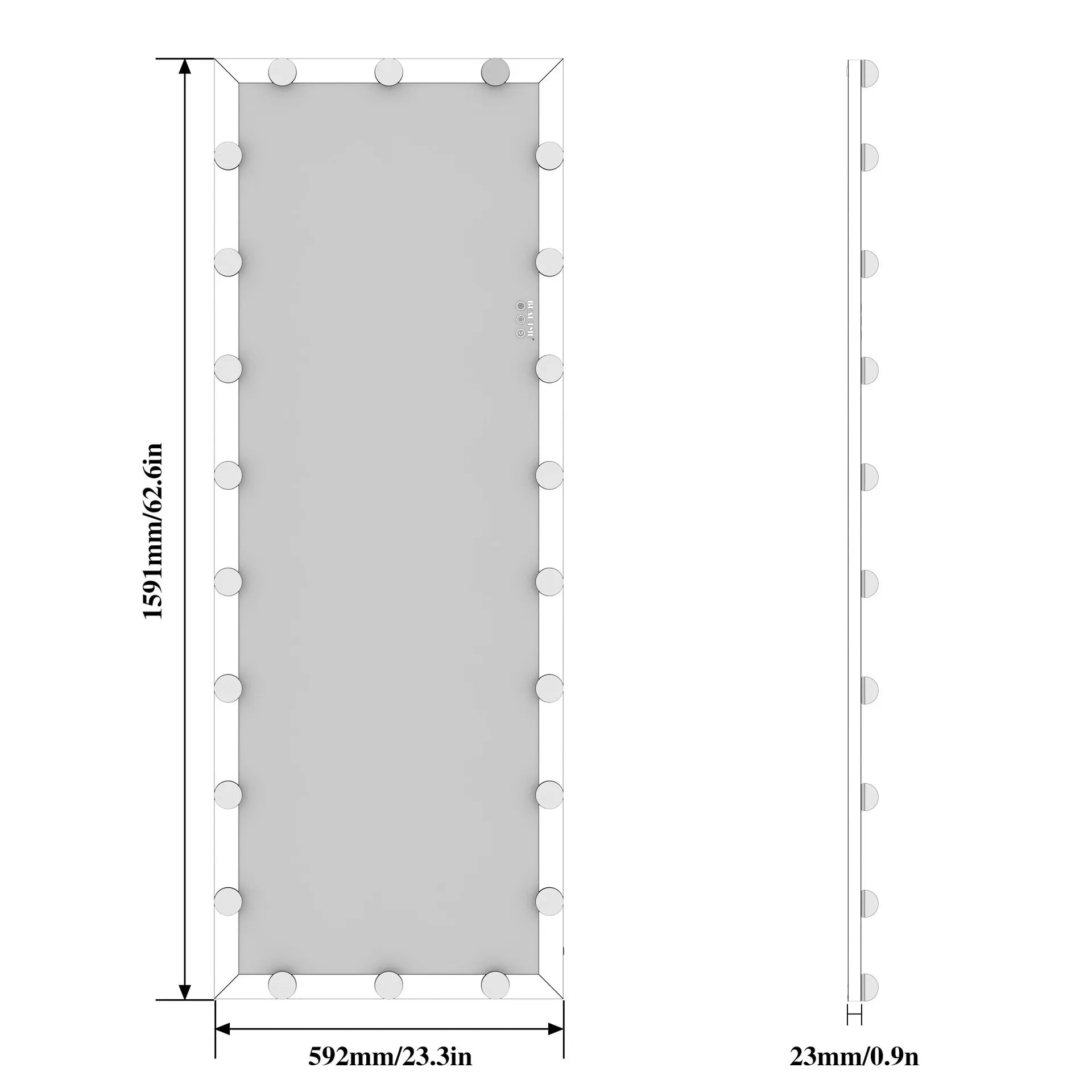 Smart LED full-body mirror with lamp bedroom wall-mounted fitting mirror household vertical floor-to-ceiling mirror