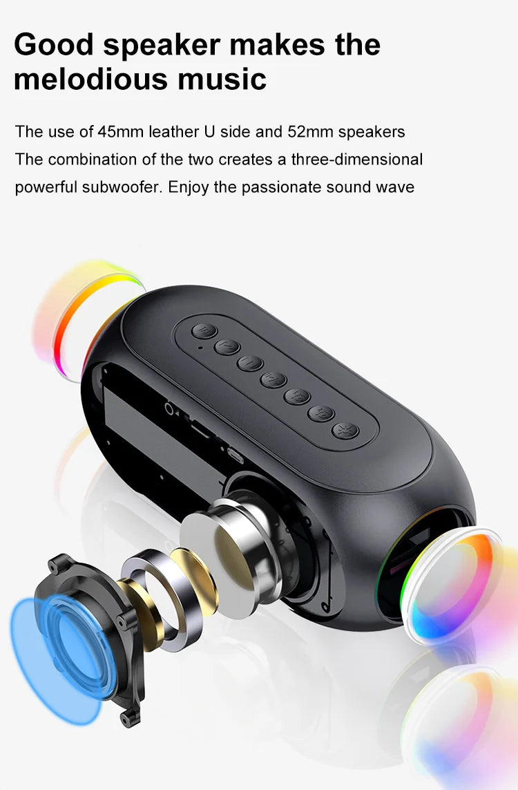 Alarm Clock Radio FM Bluetooth Speaker Portable Subwoofer Caixa De Som Sound Box Music Wireless Mini Woofers Bocina Lamp Column