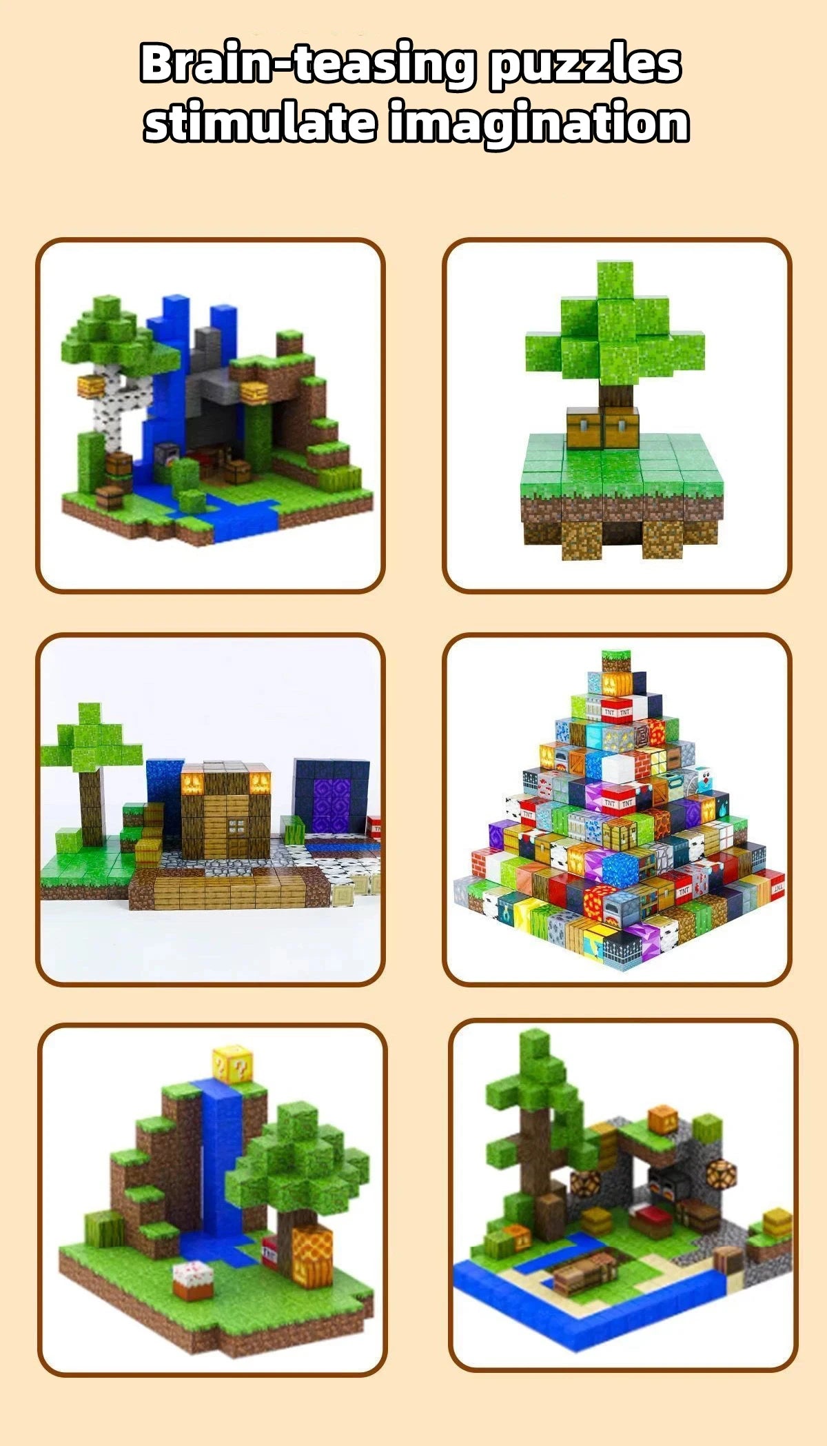 Magnetic Building Blocks Mine World Cube Magnet World Set for Kid Age DIY Model Children Stem Best Montessori Sensory Toy