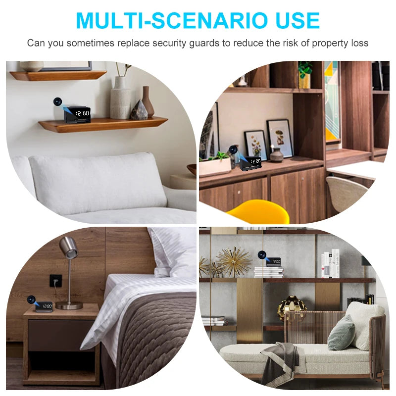 2500mAh Alarm Clock Mini Camera Full Aluminum Alloy Digital Clock Cameras 1080P Wireles WiFi IR Night Vision Camcorder Recorder