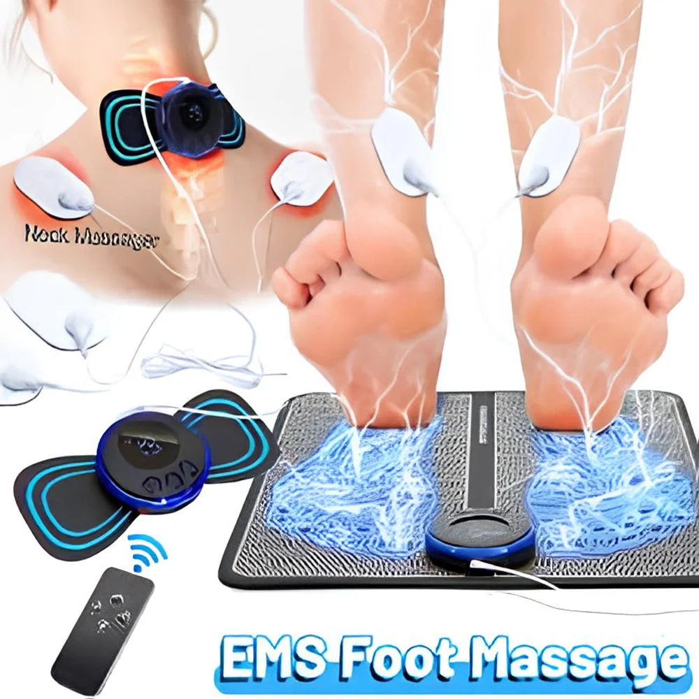 Electric EMS Foot Massager Pad Portable Foldable Massage Mat Muscle Stimulation Improve Blood Circulation Relief Pain Relax Feet