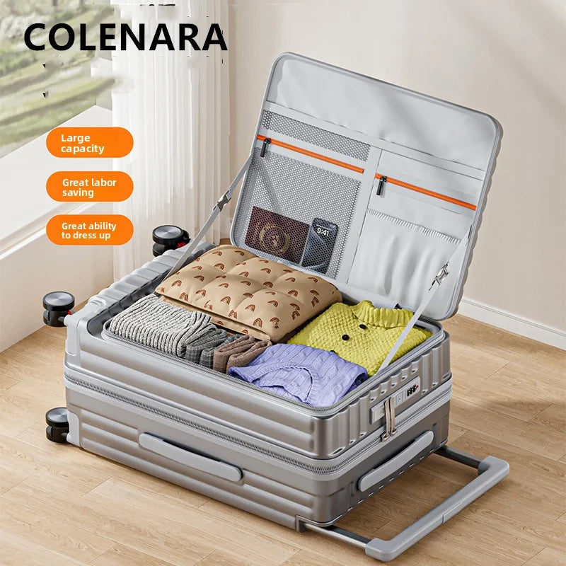 COLENARA Side Opening Suitcase 20"24"26 Inch Women's Boarding Box Men's Large Capacity Cart Case Cart Style Travel Luggage