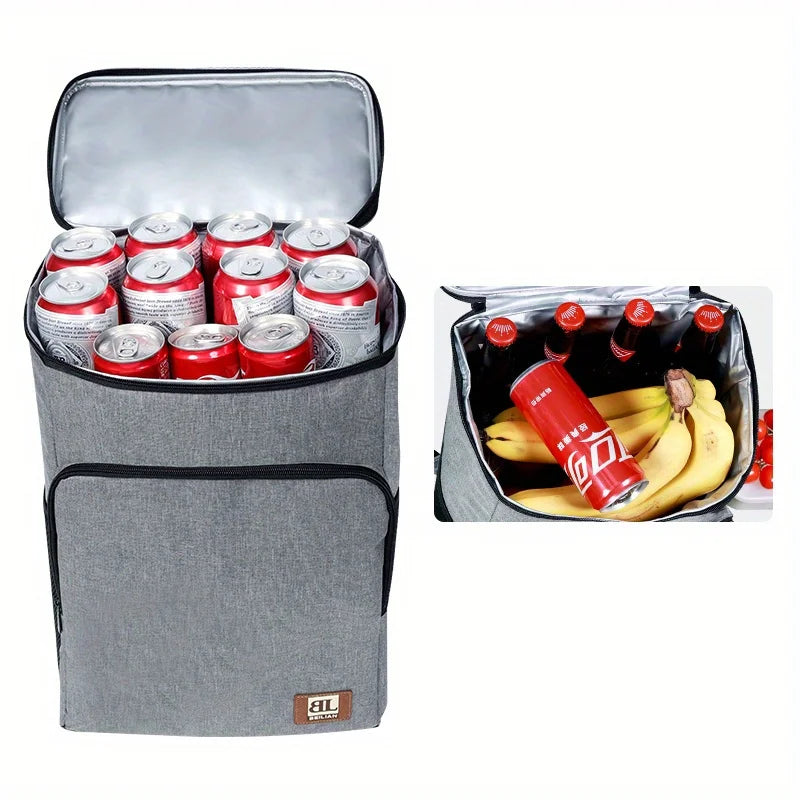 1pc, Large Insulated Lunch Backpack Cooler Bag - Waterproof Oxford Fabric Rectangular Travel Beer Cooler With PEVA Lining