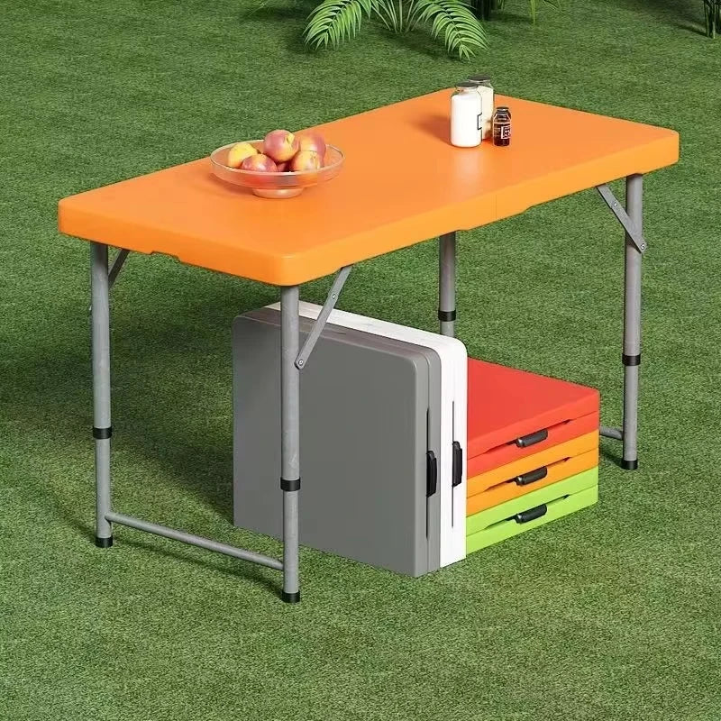 New Outdoor Folding Table Height Adjustable Portable Camping Desk Garden Waterproof High-quality Dining Long Table White Chair