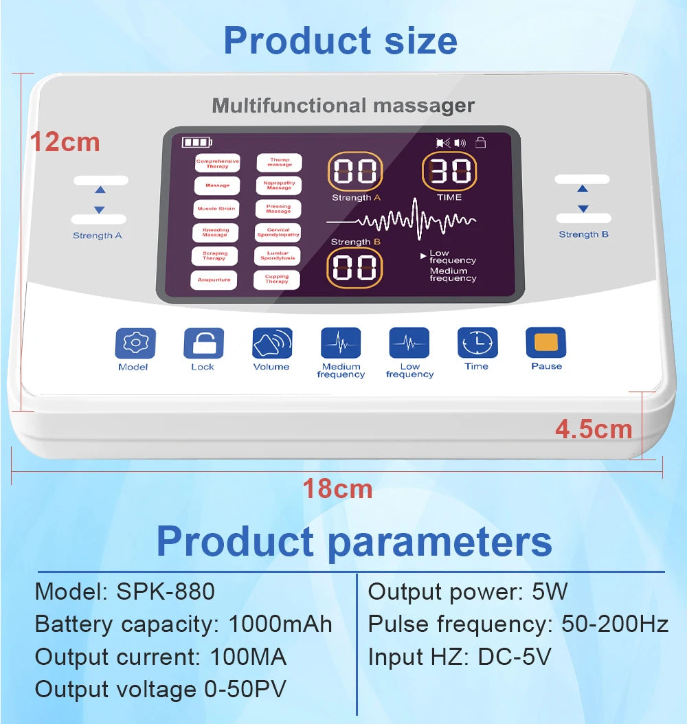 EMS Electric Muscle Stimulator Tens Unit Electrostimulator Pulse Physiotherapy Massager Rechargeable Health Care Relax Device
