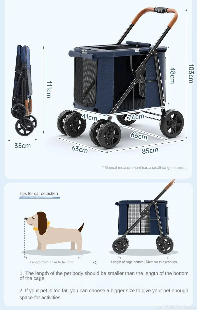 Multiple pet strollers large dog trolley cart folded large space Multifunctional trolley case with wheel bearing 30kg for travel