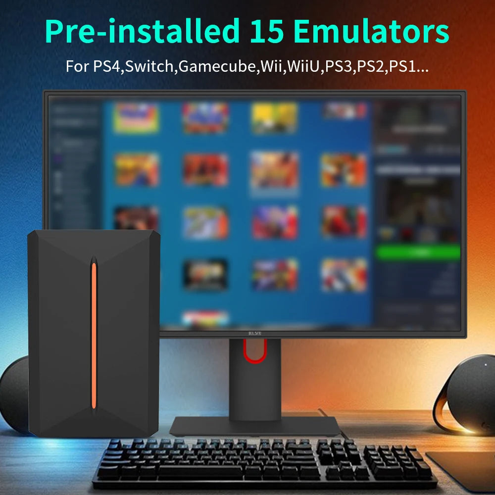 Hyper Base Lbox 500GB Gaming Hard Drive For PS4/PS3/PS2/Wii/Wiiu/Gamecube/Saturn With 3700+ Games Plug&Play For Win PC Launchbox