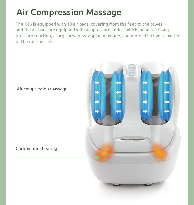 MARESE Electric Calf and Foot Massage Machine Vibration Shiatsu Air Compression Heat Rolling Kneading Leg Beauty Massager K16