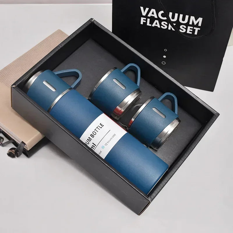 Stainless Steel Vacuum Flask Gift Set Business Style Thermos Bottle Outdoor Travel Insulation Cup for Couple Office Drinkware