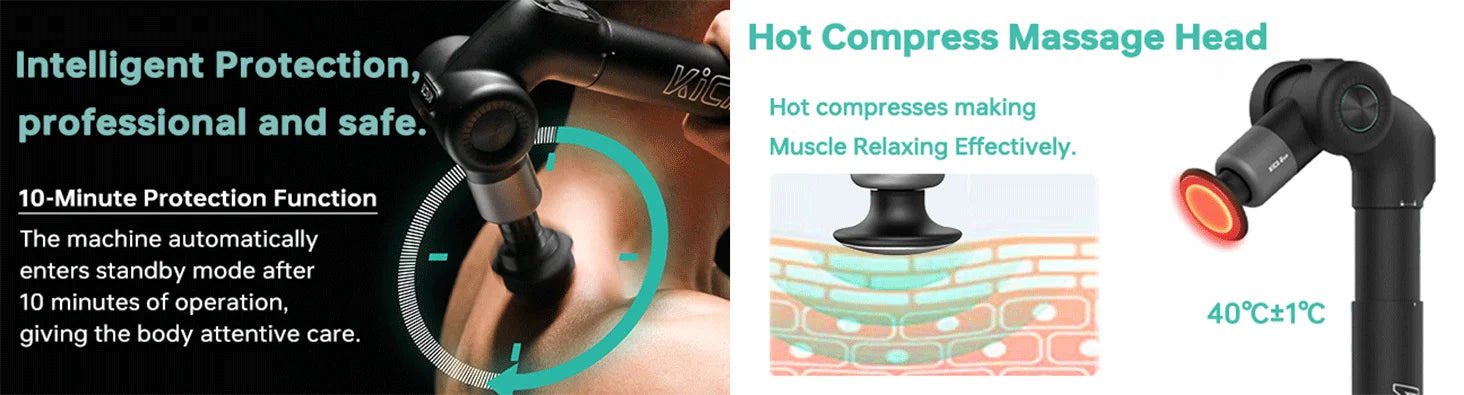 KiCA Evo Fascia Gun Portable Muscle Massage Gun 15kg 3 Gear 3200rpm with 6 Massage Heads 9cm Extension Rod Aluminum Alloy