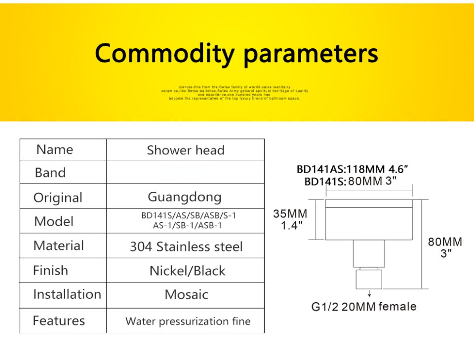 Rain Shower Head Boosting High Pressure High Flow Stainless Steel Rainfall Shower Head Adjustable Angles Bathroom Shower