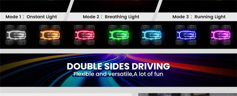 Sinovan Remote Control Car with Lights for Boys 4-7, 2.4GHz Rc Stunt Cars for Kids, 360°Rotating Double Sided RC Car Toys Black