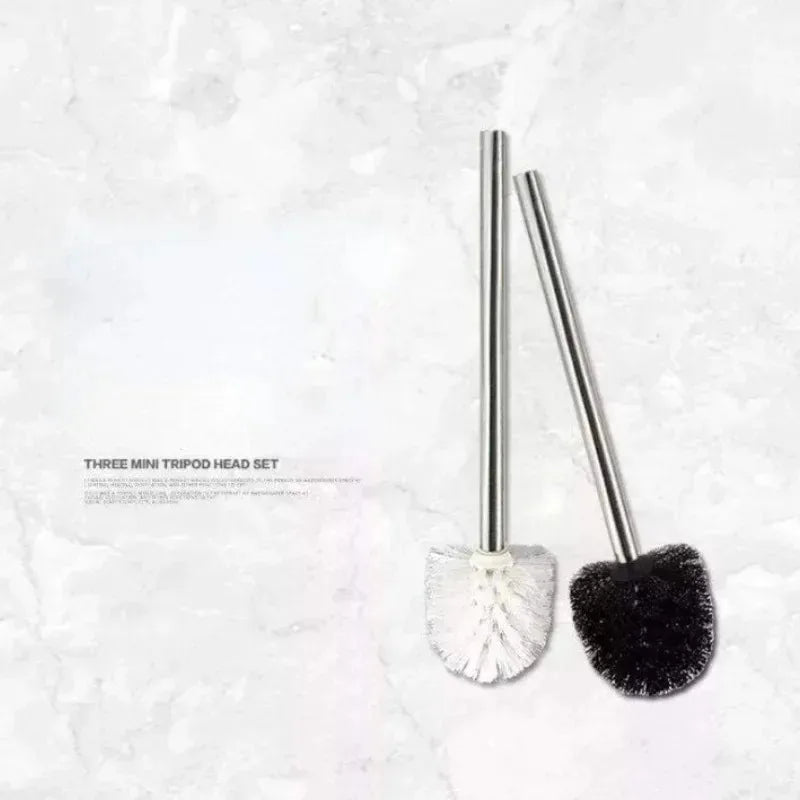 Stainless Steel Handle Japanese Minimalist Toilet Brush 1/2pcs Premium Brush Head Special Bathroom Cleaning Tool