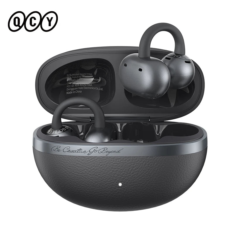 QCY Crossky C50 Open Ear Wireless Earbuds Bluetooth 6.0 Comfort Clip On Sports Earphone 4 Mic AI Clear Call Bass Boost Headphone