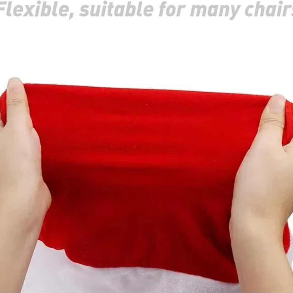 1-6PCS Christmas Decor Chair Covers Santa Claus Red Hat Chair Cap Kitchen Dining Chair Slipcovers Sets For Christmas Holiday