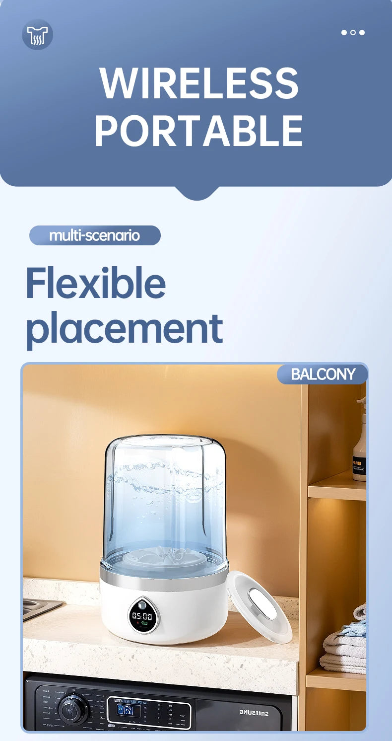 F1 portable mini washing machine with USB charging, silent and fully automatic washing machine, a must-have for dormitory travel