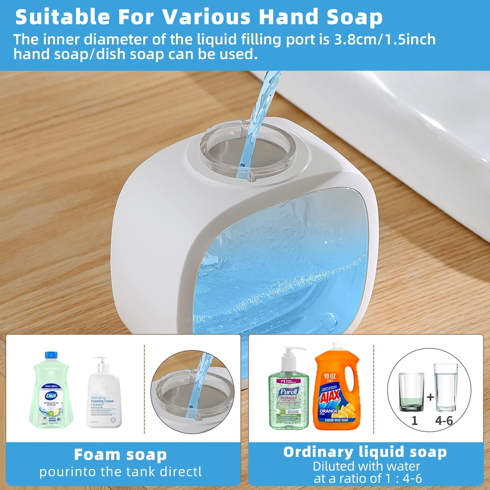 New Wall Mounted Automatic Soap Dispenser Foam Smart Hand Washing Machine 500ml Liquid Rechargeable Bathroom Induction Sensor