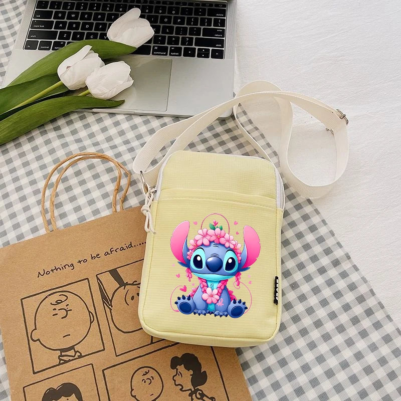 Disney Stitch Fashion Mobile Phone Bags Anime Women Messenger Bag Children Kawaii Coin Purse Girls Portable Crossbody Pouch Gift