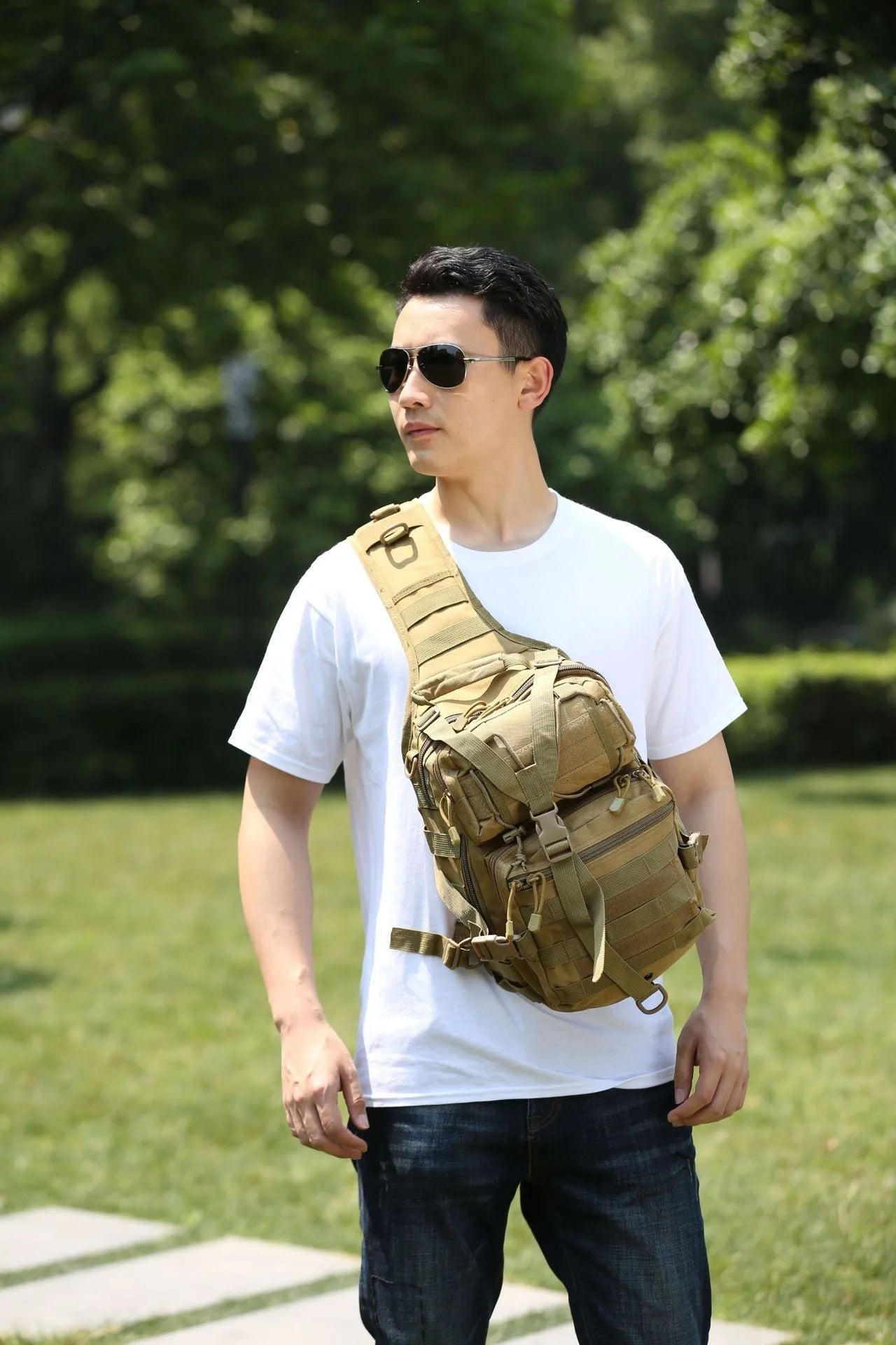 Rilibegan Chest Bag Waterproof Oxford Single Shoulder Bags Tactical Chest Bags Big Capacity Crossbody Bags Camouflage Chest Bag