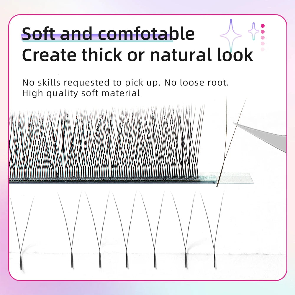 Yelix New 2D Volume Lashes Dark Brown Ultra-thin Y Lash Extension Lightweight Premade Fans Eyelash Extensions Single Tip 2D Y