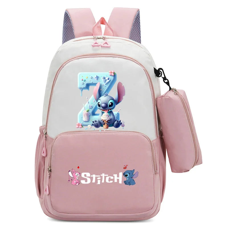 Stitch Disney Girls Schoolbag with Pencil Bags Women Travel Bag New Backpacks for Student Children Large Capacity Bookbag Gifts