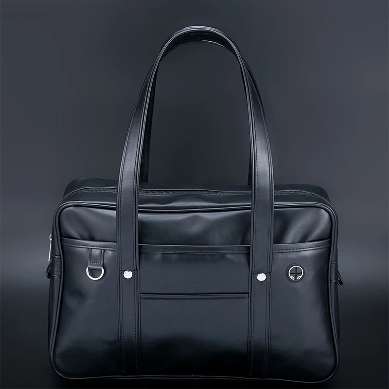 Student JK Handbag Waterproof PU Leather Single Shoulder Uniform Bag for Men And Women Official Document Commuter Backpack