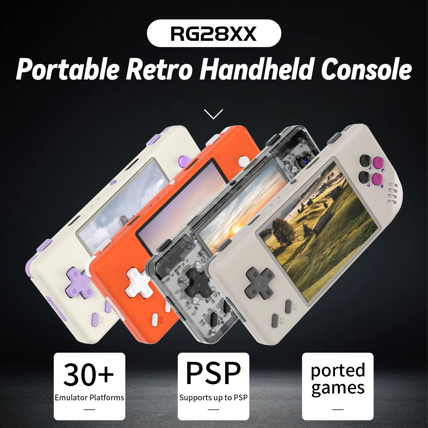 ANBERNIC RG28XX Handheld Game Console 2.83" IPS Screen Linux Retro Video Gaming Console 3100mAh Battery 5000 Games Support H-DMI