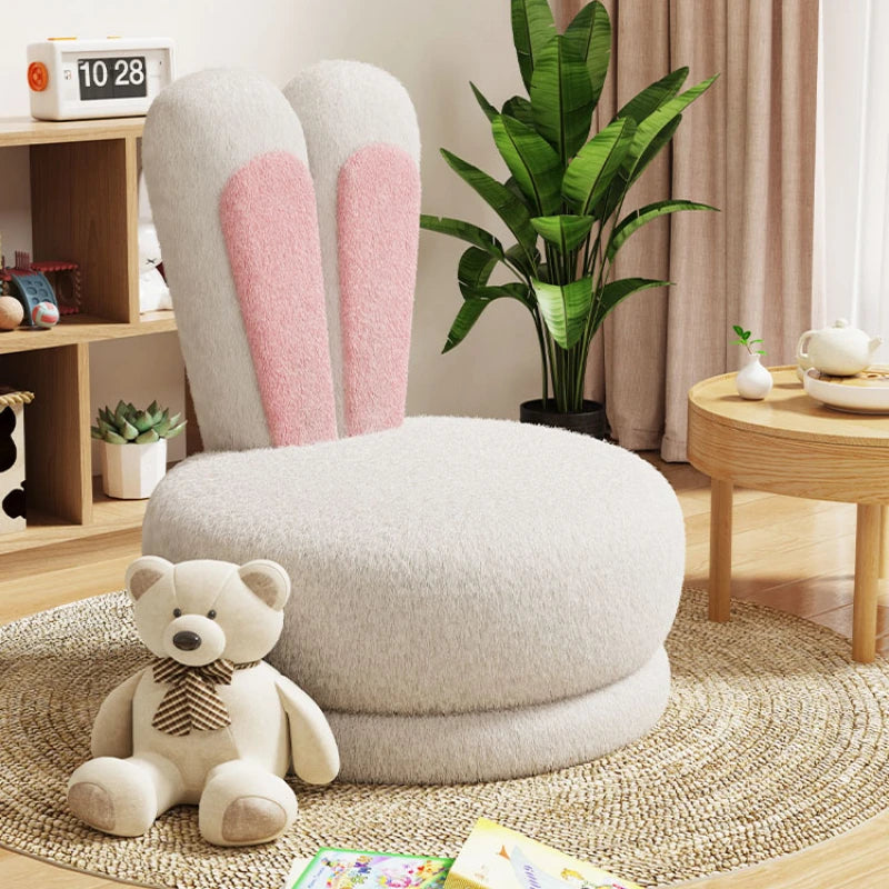 Children's Sofa Lazy Sofa Cute Chair for Living Room Rotating Cartoon Rabbit Ears Chair Leisure Reading Chair Chair with Back