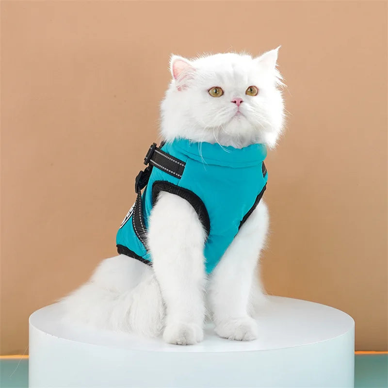 Winter Dog Clothes Puppy Cat Coat with Harness Waterproof Warm Cotton Jacket for Small Large Dogs Reflective Vest Pet Apparel