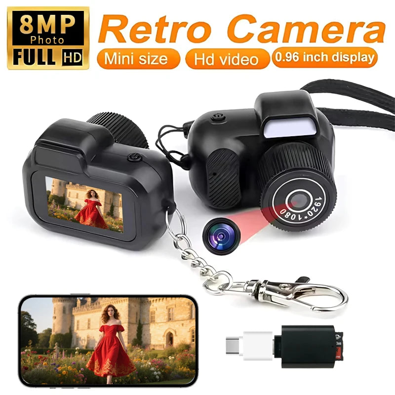 Mini Y3000 Keychain Camera 8MP Photo Tiny Digital Body Cameras Thumb Cam DV Micro Camcorder Support SD Card With Screen for Kids