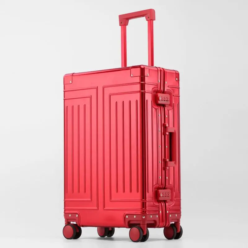 100% Aluminum-magnesium Alloy Material High Quality Senior Travel Luggage 20/24/26/28 Size Spinner Brand Travel Suitcase