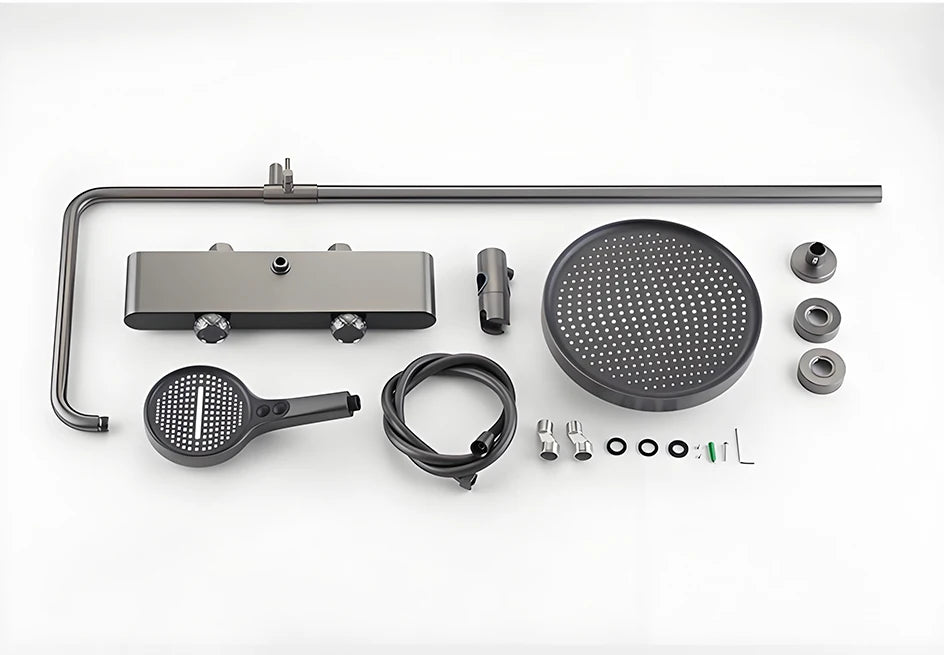 VGX Gold Shower System Set Bathroom Shower Faucet Set 3-way Rainfall Shower Set Shower Mixer Crane with Hand Shower Set White