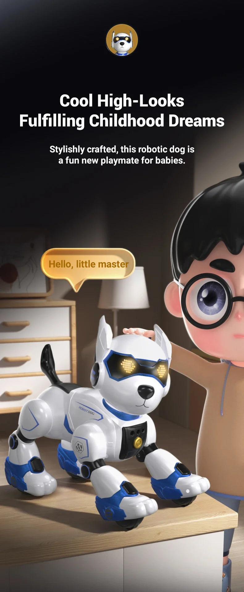 JJRC New Product R27 Smart Voice Robot Dog - Kids' Electronic Pet, Early Education Interactive Toy Robot Halloween Gift