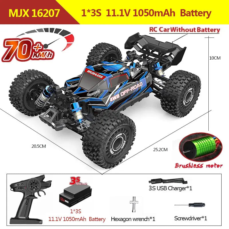 Hyper Go MJX 16207 16208 16209 16210 1/16 4WD RC Car 70KM/H Brushless  RC Racing Car Remote Control Cars Off-Road Truck Toys