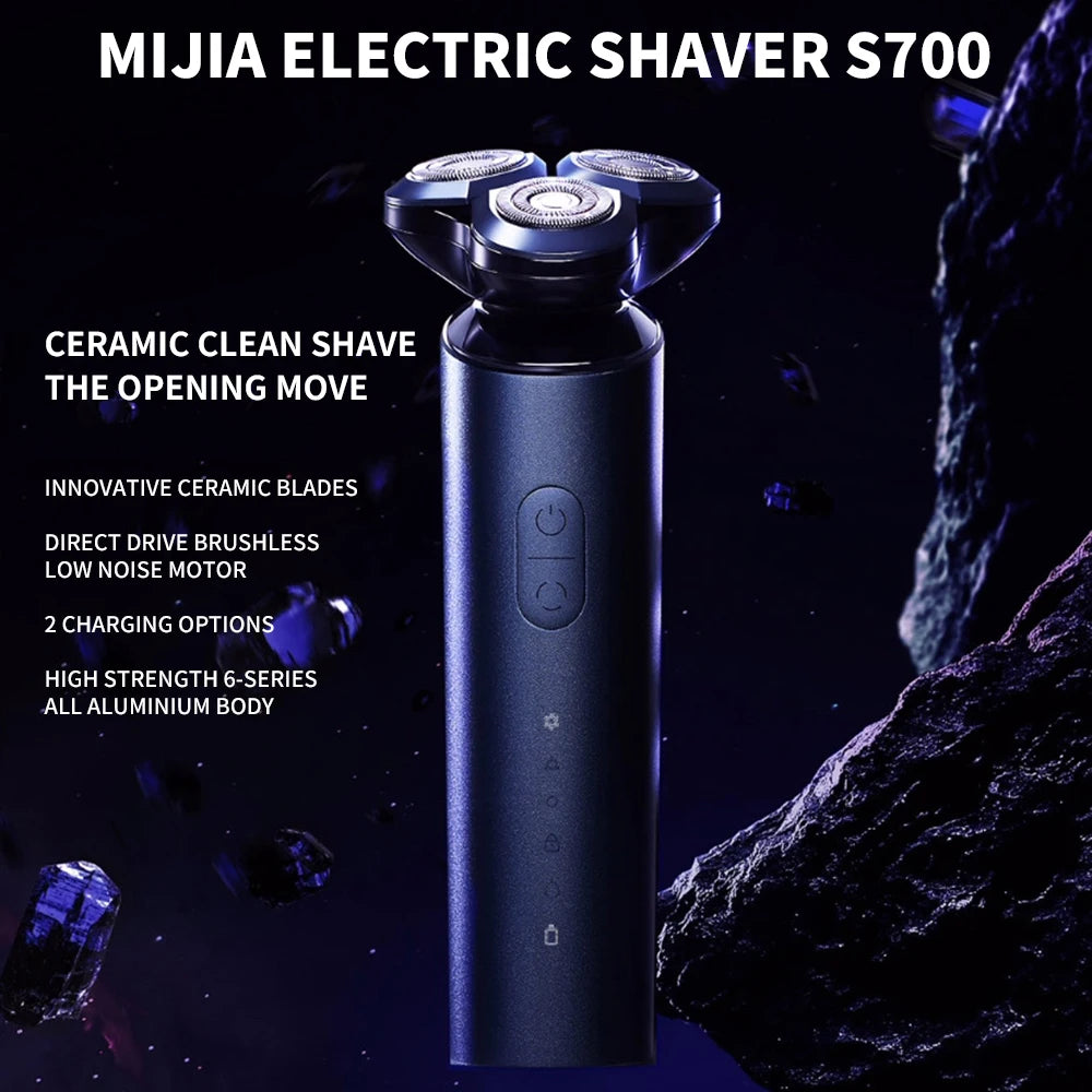 XIAOMI MIJIA Electric Shaver S700 Portable Flex Razor 3 Head Shaving IPX7 Waterproof Washable Beard Trimmer Trimer Cutter 30 day
