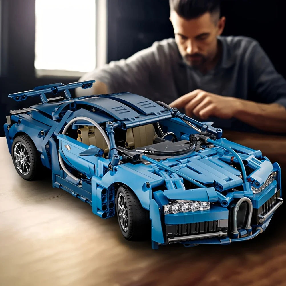 1690 Pieces Blue Sports Car Toy Model - Fashion Design, Cultivate Creativity and Hands-On Ability, Suitable for Daily Entertainment