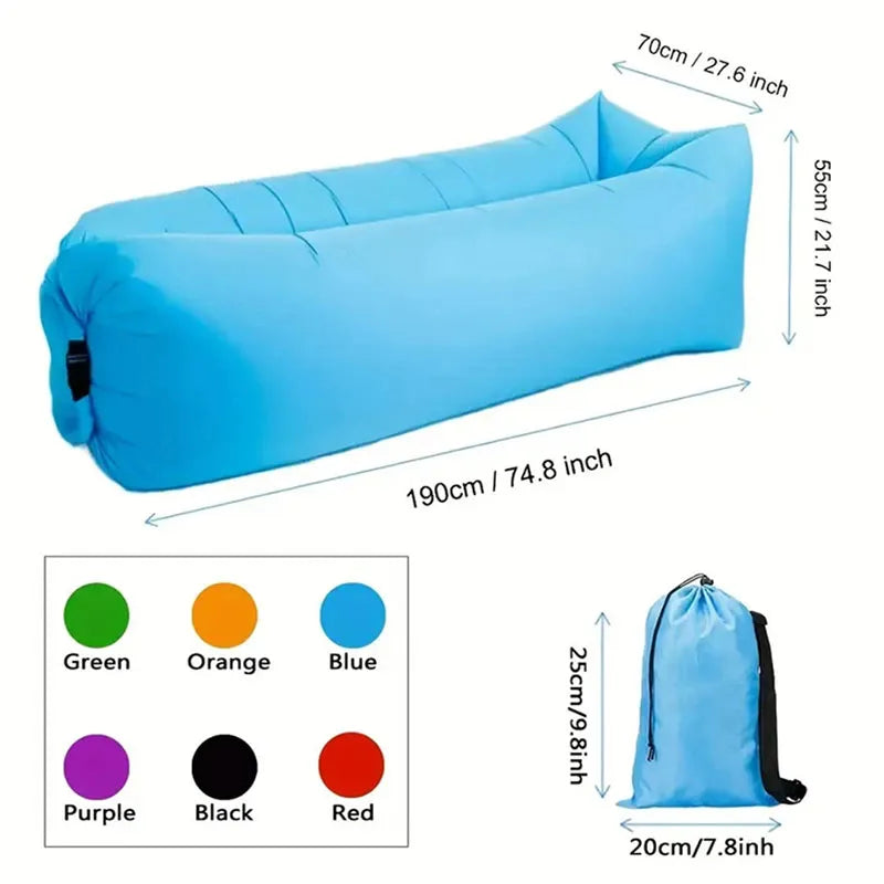 Portable Lazy Inflatable Sofa - Outdoor & Indoor Foldable Air Mattress, Quick-Fold Sofa Bed for Lunch Breaks