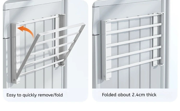 Magnetic Metal Washing Machine Side Shelf Space-saving Folding Clothes Rack No Punching Temporary Rack Simple Bathroom Shelf