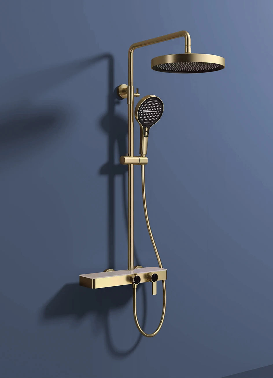 VGX Gold Shower System Set Bathroom Shower Faucet Set 3-way Rainfall Shower Set Shower Mixer Crane with Hand Shower Set Grey