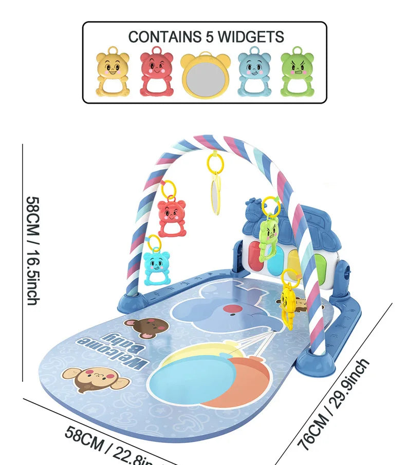 Baby Activity Gym Music Rack Early Education Toy Gifts Newborn 0-36 Months Piano Keyboard Infant Crawling Blanket Pedal Play Mat